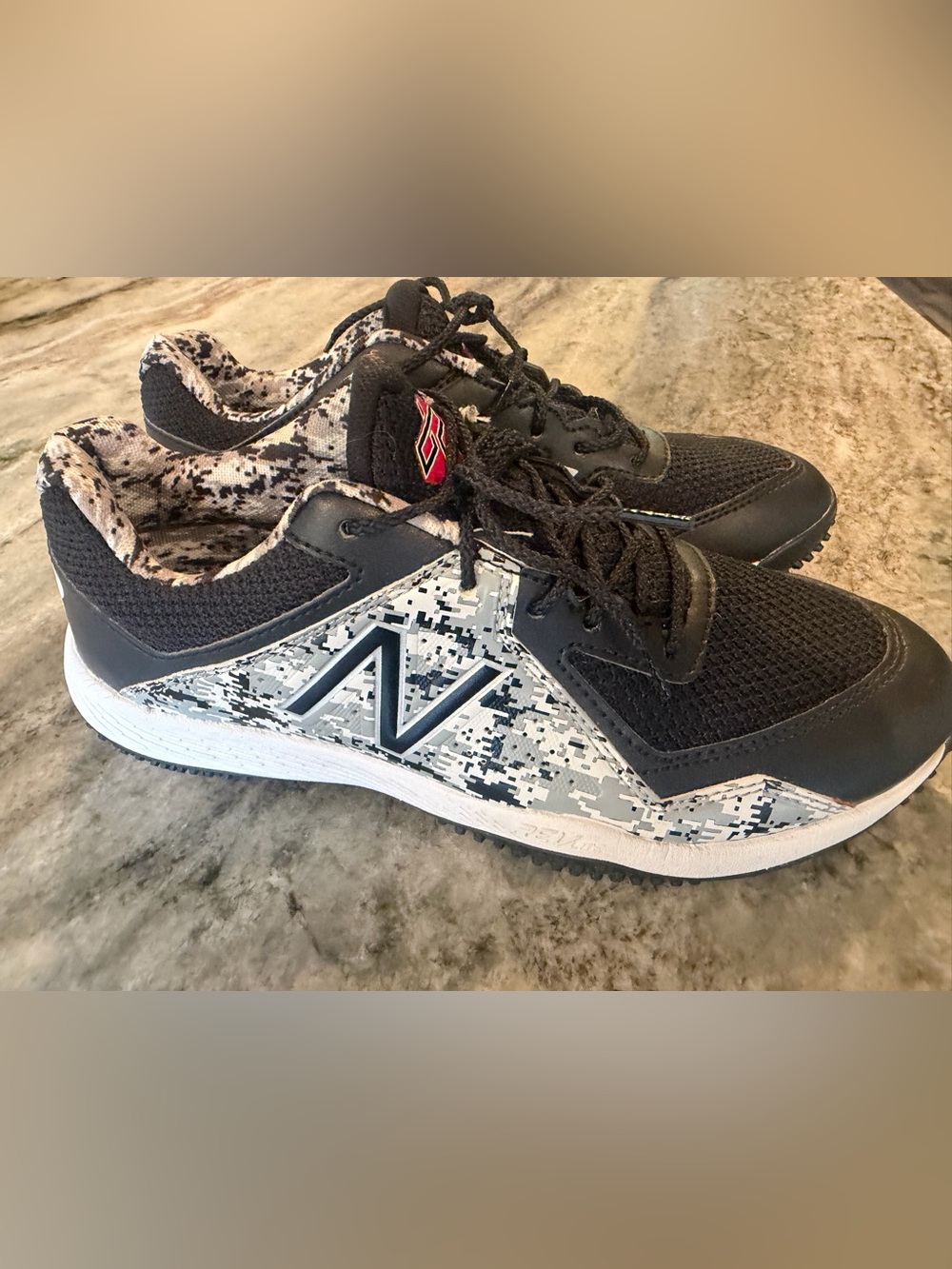New Balance Boys Black & Gray Digital Camo Sneakers. NWOT